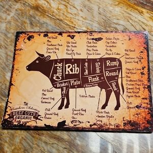 Vintage Style Beef Cuts Metal Sign